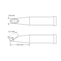 gt4-hf6030v Metcal GT4-HF6030V 6.1 x 3.0 x 12 mm Hoof Soldering Iron Tip for use with Soldering Iron