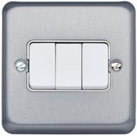 k4673brc MK Electric Rocker Light Switch, 2 Way, 3 Gang, Albany Plus