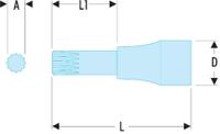 sv10b Facom 1/2 in Drive Bit Socket, XZN, M10, 60 mm Overall Length