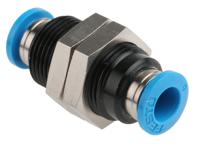 qss-6 Festo QSS Series Bulkhead Tube-to-Tube Adaptor, Push In 6 mm to Push In 6 mm, Tube-to-Tube Connection Style, 153158