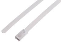 743-6320 RS PRO Cable Tie, Roller Ball, 360mm x 4.6 mm, White Polyester Coated Stainless Steel, Pk-100