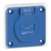 0-576-71 Legrand IP44 Blue Panel Mount 2P + E Industrial Power Socket, Rated At 16A, 230 V