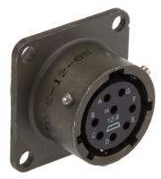 pt02a-12-8s Amphenol Socapex, PT, Copper Alloy 8 Way Panel Mount MIL Spec Circular Connector ReceptacleGreen, Socket Contacts,Shell