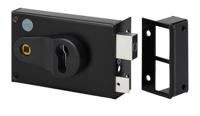 9772-fe97721070 Dom Metalux Black Steel Rim Lock, Key Unlock