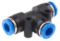 qst-6 Festo QST Series Tee Tube-to-Tube Adaptor Push In 6 mm, Push In 6 mm to Push In 6 mm, Tube-to-Tube Connection Style,