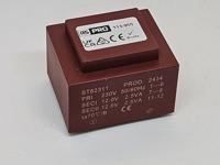 113-955 RS PRO 2x12V ac 1 Output PCB Mount PCB Transformer, 5VA, IEC 61558-2-6