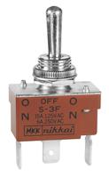 s3f NKK Switches Toggle Switch, Panel Mount, On-Off-On, SPDT, Quick Connect Terminal, 125V ac