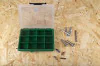 515-568 RS PRO 12 Cell Green PP Compartment Box, 32mm x 175mm x 143mm