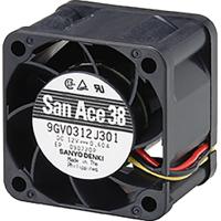 9gv0312e301 Sanyo Denki 9GV Series Axial Fan, 12 V dc, DC Operation, 22.3m³/h, 2.52W, 210mA Max, 38 x 38 x 28mm
