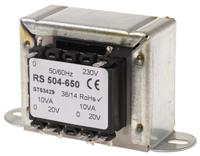 504-650 RS PRO 20VA 2 Output Chassis Mounting Transformer, 20V ac, IEC 61558-2-6