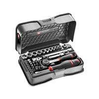 r161-6p6pb Facom 37-Piece Metric 1/4 in Standard Socket/Bit Set with Ratchet, 6 point