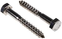 144-3553 RS PRO Hex Coach Screw, Stainless Steel, 8mm x 60mm