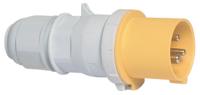 2137 Bals IP44 Yellow Cable Mount 2P + E Industrial Power Plug, Rated At 32A, 110 V