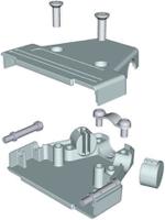 mhtri-m-15-k MH Connectors MHTRI-M Series ABS Angled, Straight D Sub Backshell, 15 Way, Strain Relief
