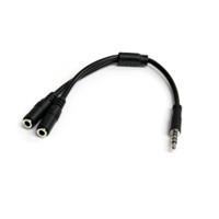 muyhsmff StarTech.com Male 3.5mm Stereo Jack to Female 3.5mm Stereo Jack x 2 Aux Cable, Black, 200mm MUYHSMFF