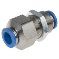 qss-10-f Festo QSS Series Bulkhead Tube-to-Tube Adaptor, Push In 10 mm to Push In 10 mm, Tube-to-Tube Connection Style, 130643