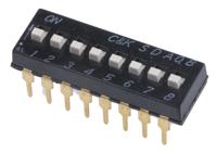 sda08h1bd C & K 8 Way Through Hole DIP Switch SPST, Extended Actuator