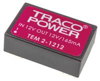 tem-2-1212 TRACOPOWER TEM 2 DC-DC Converter, 12V dc/ 165mA Output, 10.8 → 13.2 V dc Input, 2W, Through Hole, +70°C Max Temp