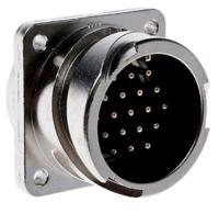 ca02com-e20a48p-b ITT Cannon, CA-COM, Copper Alloy 19 Way Box Mount MIL Spec Circular Connector Receptacle, Pin Contacts, Bayonet Coupling