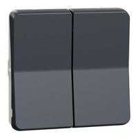 mur35326 Schneider Electric Grey Push Button Light Switch, 2 Way, 2 Gang, Mureva Styl