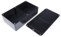 1591eflbk Hammond 1591 Series Black Flame Retardant ABS Enclosure, IP54, Flanged, Black Lid, 191 x 110 x 61mm