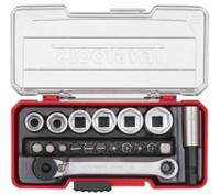 tj1419 Teng Tools 19-Piece Metric 1/4 in Standard Socket/Bit Set with Ratchet
