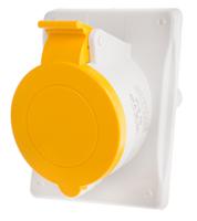 4133260 Scame IP44 Yellow Panel Mount 2P + E Heavy Duty Power Connector Socket, Rated At 32A, 110 V