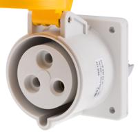 4233260 Scame IP44 Yellow Panel Mount Socket, Rated At 32A, 100 → 130 V