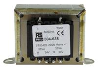 504-638 RS PRO 50VA 2 Output Chassis Mounting Transformer, 24V ac, IEC 61558-2-6