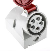 111 MENNEKES IP44 Red Wall Mount Right Angle Socket, Rated At 16A, 415 V