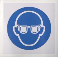813-4479 RS PRO Vinyl Mandatory Eye Protection Sign With Pictogram Only Text