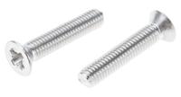 914-1844 RS PRO Pozi M8 Countersunk A2 304 Stainless Steel Machine Screws DIN 965 x 40.0mm