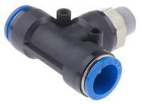 qst-38-16 Festo QS Series Tee Threaded Adaptor, Push In 16 mm to Push In 16 mm, Threaded-to-Tube Connection Style, 164959