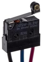 d2sw-3l2m Omron Roller Lever Micro Switch, Pre-wired Terminal, 3 A @ 30 V dc, SPDT, IP67