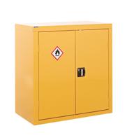 440-914 RS PRO Yellow Steel Lockable 2 Door Hazardous Substance Cabinet, 900mm x 900mm x 460mm