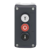 xald324 Schneider Electric Spring Return Enclosed Push Button - SPST, Polycarbonate, 3 Cutouts, Black, Red, White, Yes, IP66,