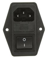 fn284-1-06 Schaffner 1A, 250 V ac Male Panel Mount IEC Filter 2 Pole FN284-1-06, Faston 2 Fuse