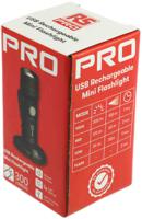176-6035 RS PRO LED Pocket Torch Black - Rechargeable 300 lm, 93 mm