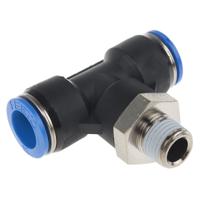 qst-14-12 Festo QS Series Tee Threaded Adaptor, Push In 12 mm to Push In 12 mm, Threaded-to-Tube Connection Style, 190669
