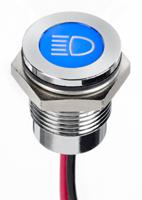 q14f5cxxb12e-0aj Apem Blue Panel Mount Indicator, 12V dc, 14mm Mounting Hole Size, Lead Wires Termination, IP67