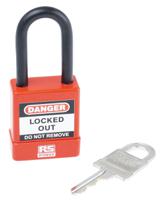 175-1182 RS PRO Red 1-Lock ABS, Steel, PVC Safety Lockout Padlocks, 6mm Shackle, 46mm Attachment