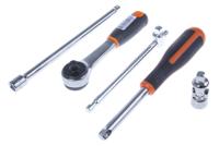 6715mgs Bahco 16-Piece Metric 1/4 in Standard Socket Set with Ratchet, 6 point
