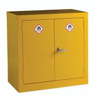 314-7657 RS PRO Yellow Steel Lockable 2 Door Hazardous Substance Cabinet, 915mm x 915mm x 459mm