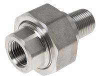 826-7131 RS PRO Stainless Steel Pipe Fitting, Straight Octagon Union, Male R 1/2in x Female Rc 1/2in