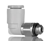 kq2l04-m3g SMC KQ2 Series Elbow Threaded Adaptor, M3 Male to Push In 4 mm, Threaded-to-Tube Connection Style