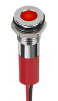 249-4321 RS PRO Red Panel Mount Indicator, 12V dc, 8mm Mounting Hole Size, Lead Wires Termination, IP67