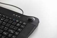 136-9673 RS PRO Wired USB Trackball Mini Keyboard, QWERTY (UK), Black