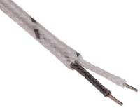 407-1551 RS PRO Type J Thermocouple & Extension Wire, 20m, Unscreened, Glass Fibre Insulation, +600°C Max