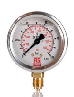 231-0194 RS PRO G 1/4 Analogue Pressure Gauge 100bar Bottom Entry 63mm Outside Diameter