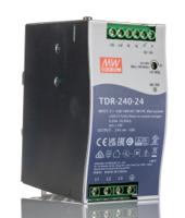 tdr-240-24 MEAN WELL TDR Switched Mode DIN Rail Power Supply, 340 → 550 V ac / 480 → 780V dc ac, dc Input, 24V dc dc